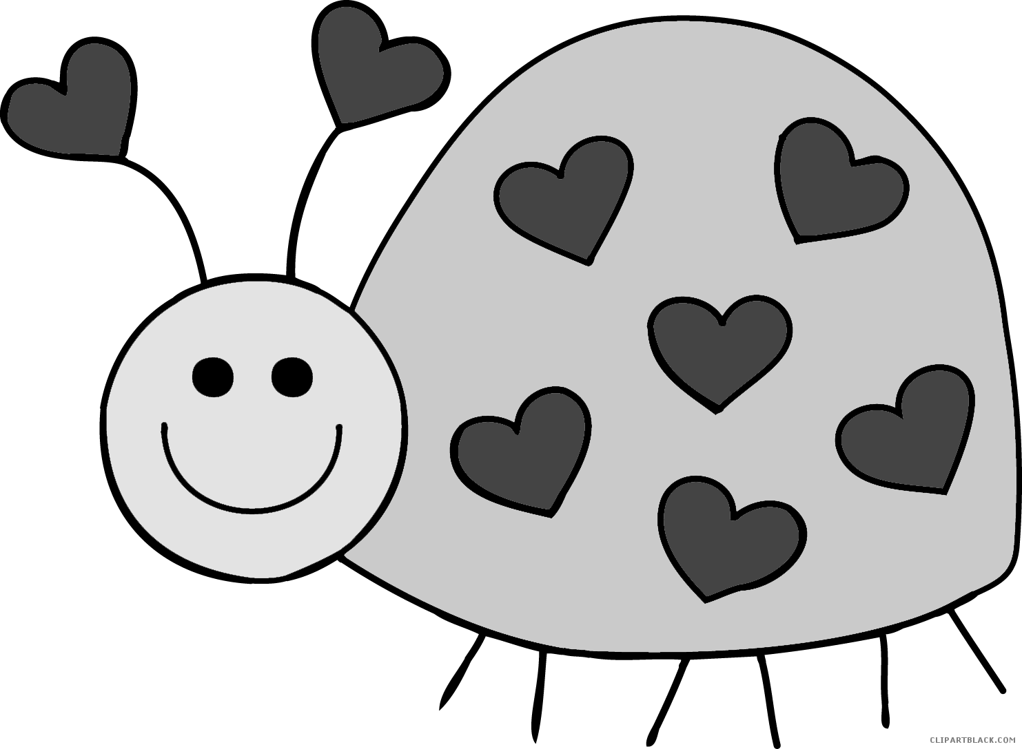 Cute Bug Animal Free Black White Clipart Images Clipartblack - Valentines Clipart Black And White (1483x1088), Png Download