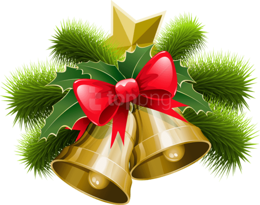 Free Png Large Transparent Christmas Bells With Bow - Christmas Bells Transparent (850x671), Png Download