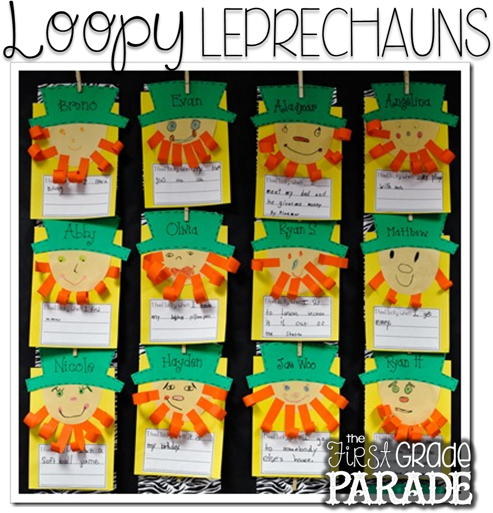 Leprechaun Writing "i Feel Lucky When" - St Patricks Day Art Activities (1155x1106), Png Download