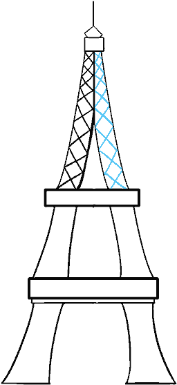 How To Draw The Eiffel Tower Step By Step Drawing Tutorials - Drawing (678x600), Png Download