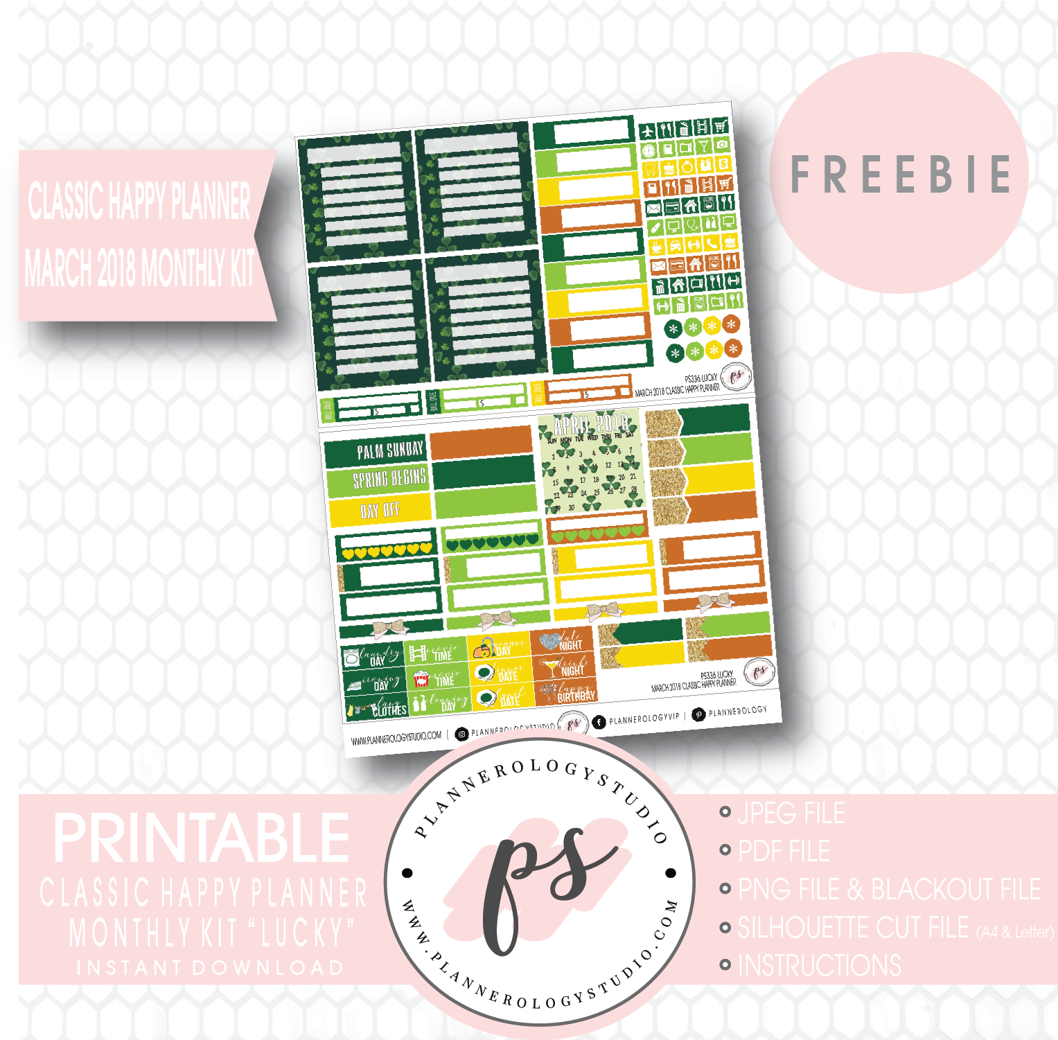 Lucky St Patrick's Day Classic Happy Planner March - Free Planner Sticker Printables Winter (1534x1500), Png Download