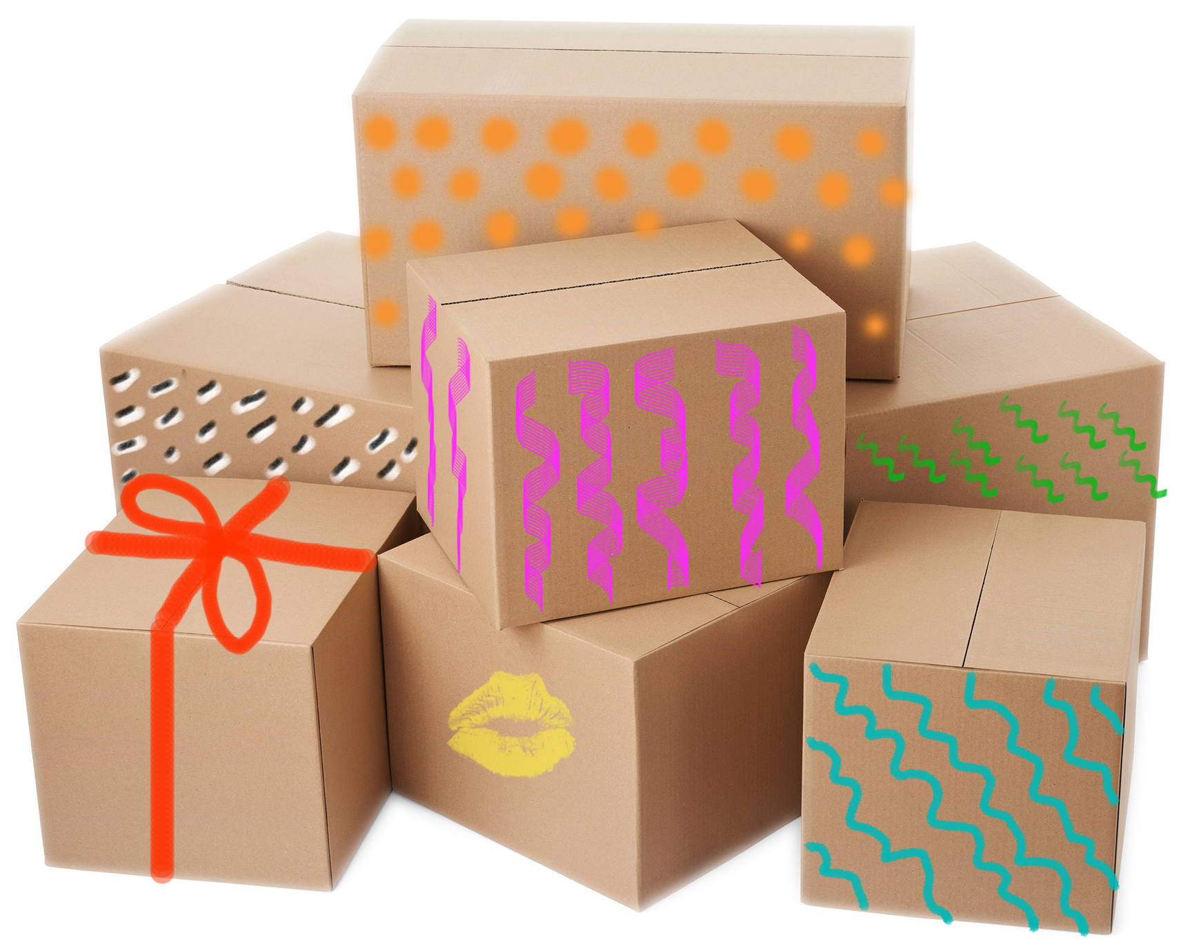 Stack Of Boxes Painted - Stack Of Boxes Png (1920x1465), Png Download