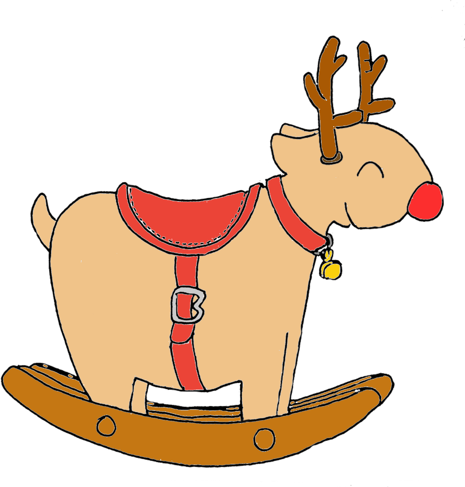 圣诞黑白手绘驯鹿png - Reindeer (2000x2000), Png Download