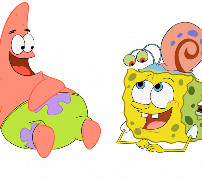 Spongebob Patrick And Squidward Transparent Png Clipart - Spongebob Patrick Gary Png (678x600), Png Download