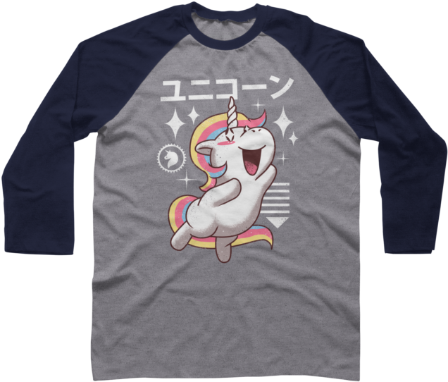 Kawaii Unicorn $28 - Logo Baseball Tee (650x650), Png Download