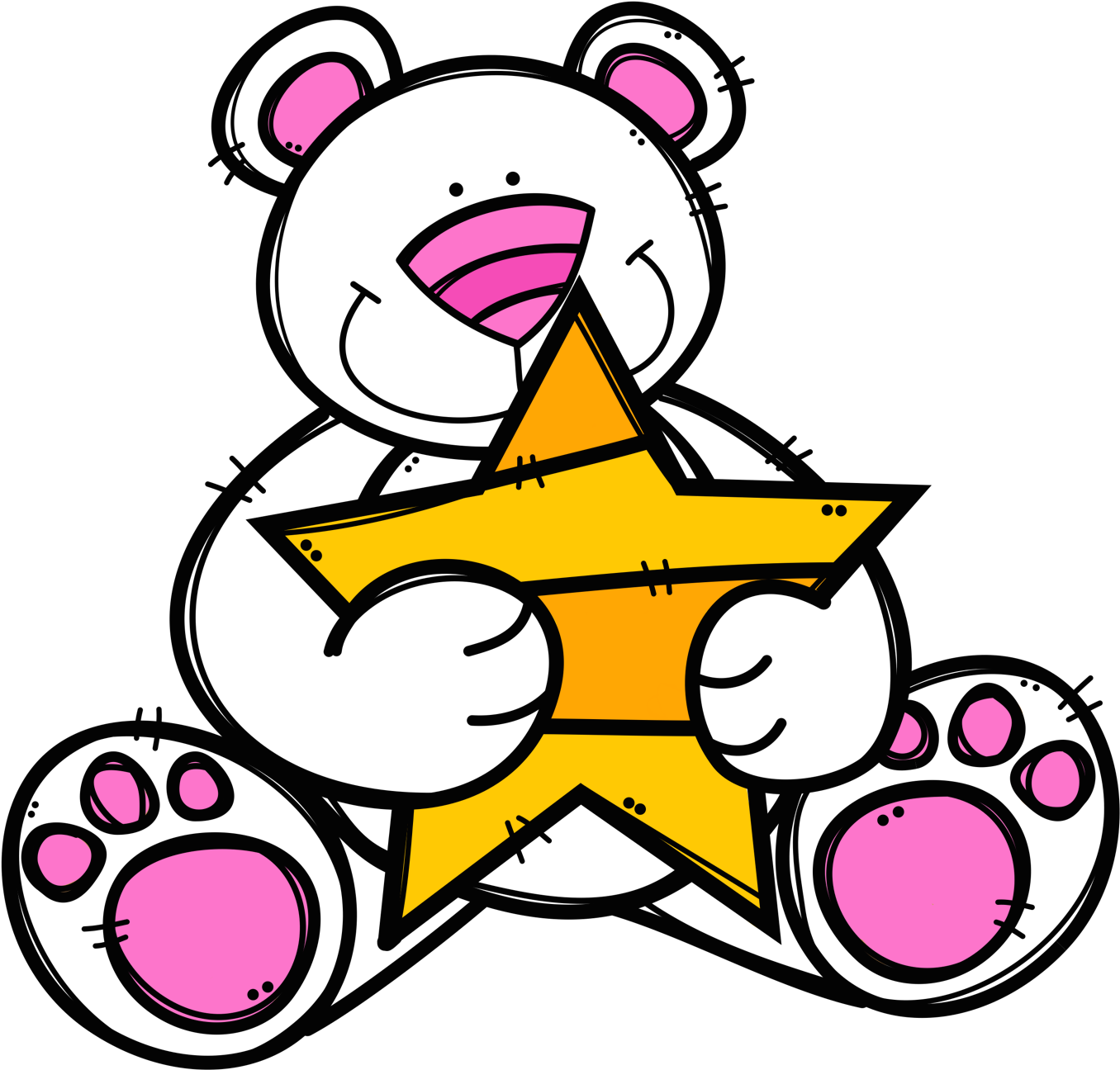 Bears Hugging Stars Clip Art - Estrellas Melonheadz (1356x1296), Png Download