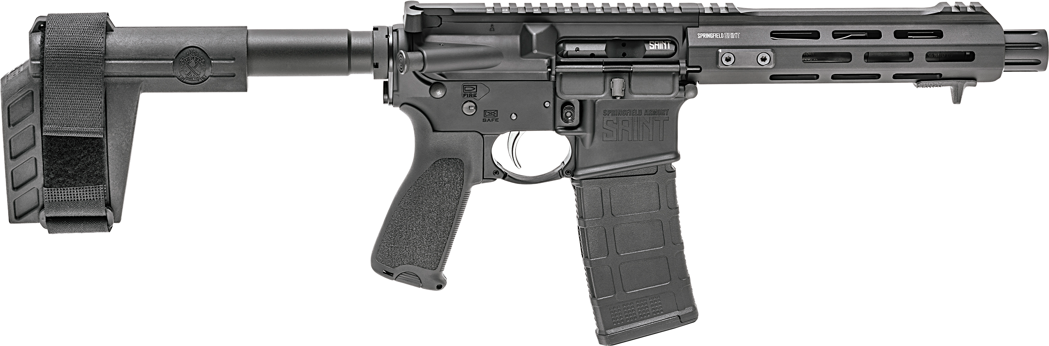 Springfield Armory St975556b Saint Ar Pistol Semi-automatic - Springfield Armory Saint Pistol (3600x1275), Png Download