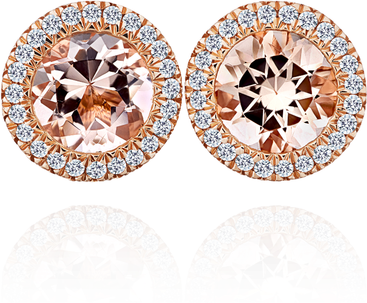 Morganite And Diamond Earrings - Earrings (1000x1000), Png Download