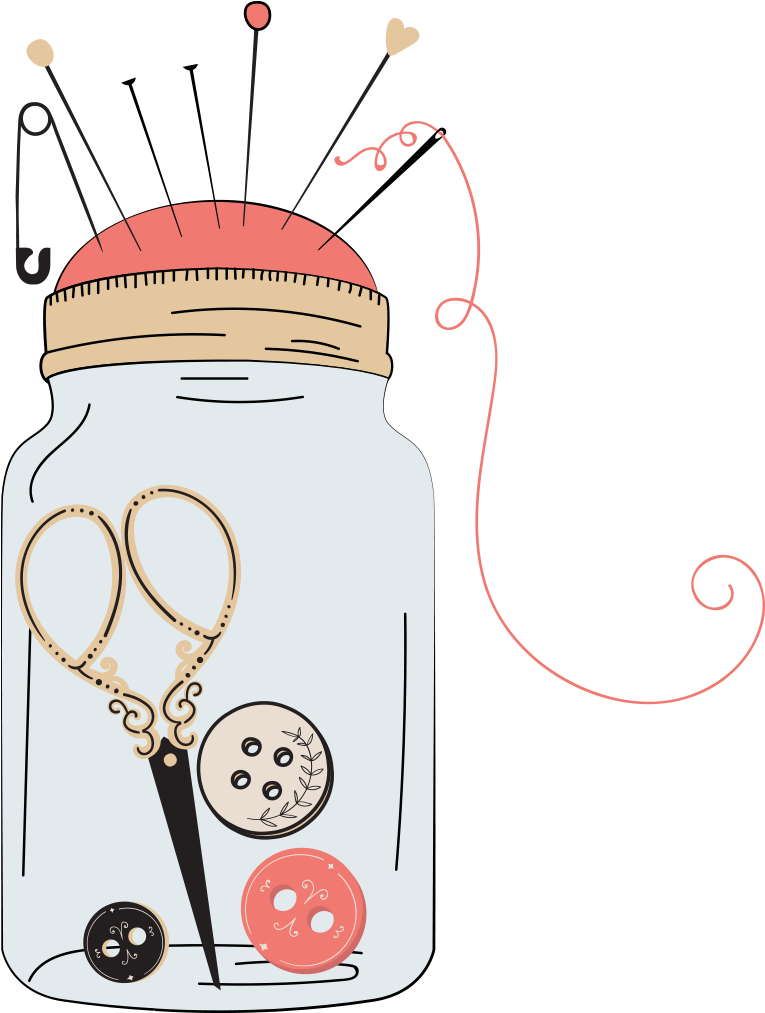 Sewing Clipart Button Needle - Cesta De Costura Png (1500x1500), Png Download