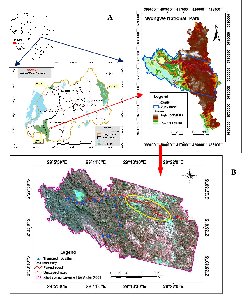 Location Of Study Area, (b) Aster Image Of July 2006, - Map (831x1008), Png Download
