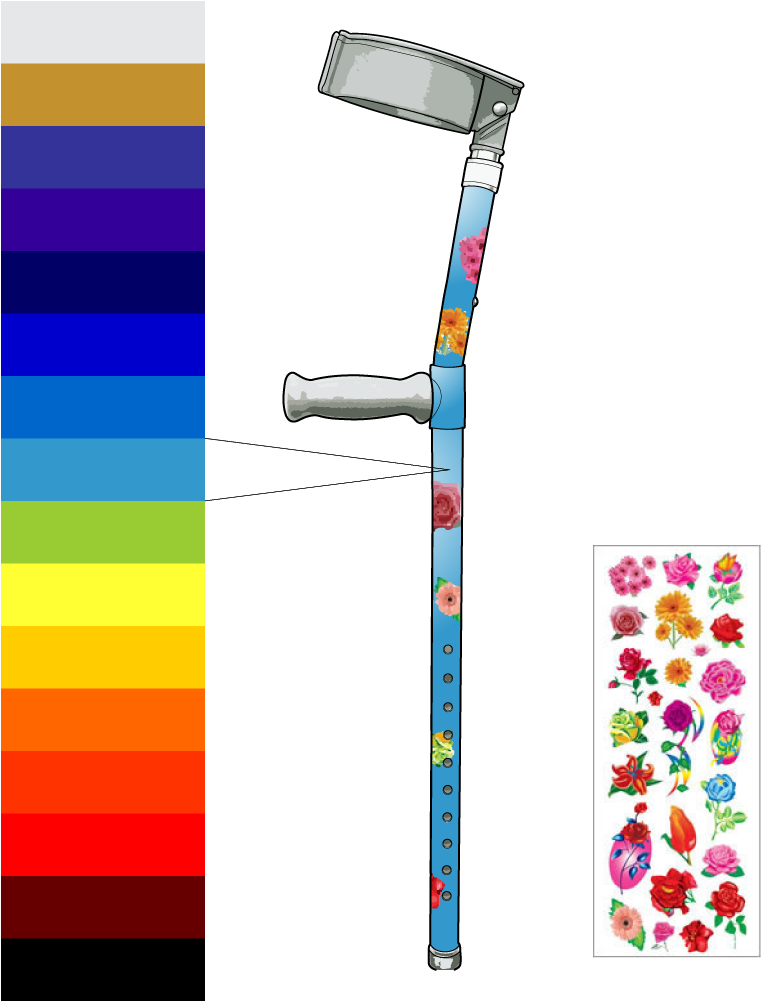 Pimp Mobility Custom Coloured Crutch (800x1000), Png Download