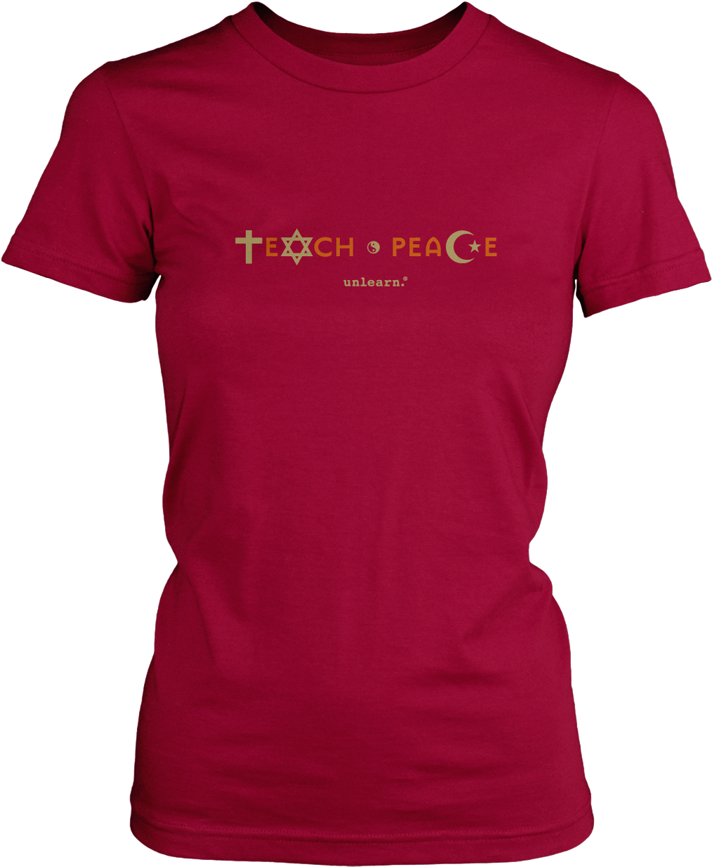 Teach Peace Womens Cranberry T Shirt 163a48b6 24b4 - T Shirt Png Women (1200x1635), Png Download