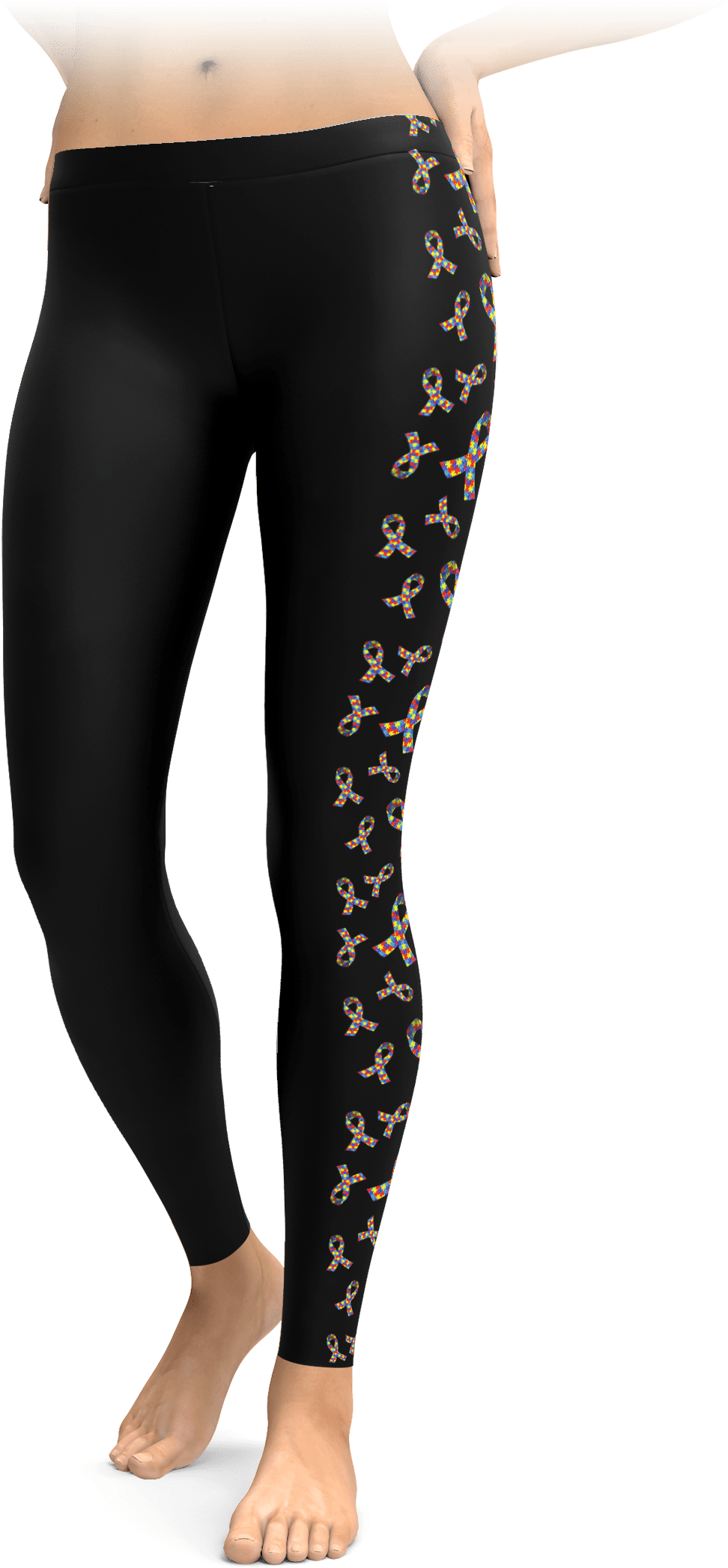 Autism Awareness Ribbon Side Stripe Leggings - American Eagle Corgi Leggings (1875x2269), Png Download