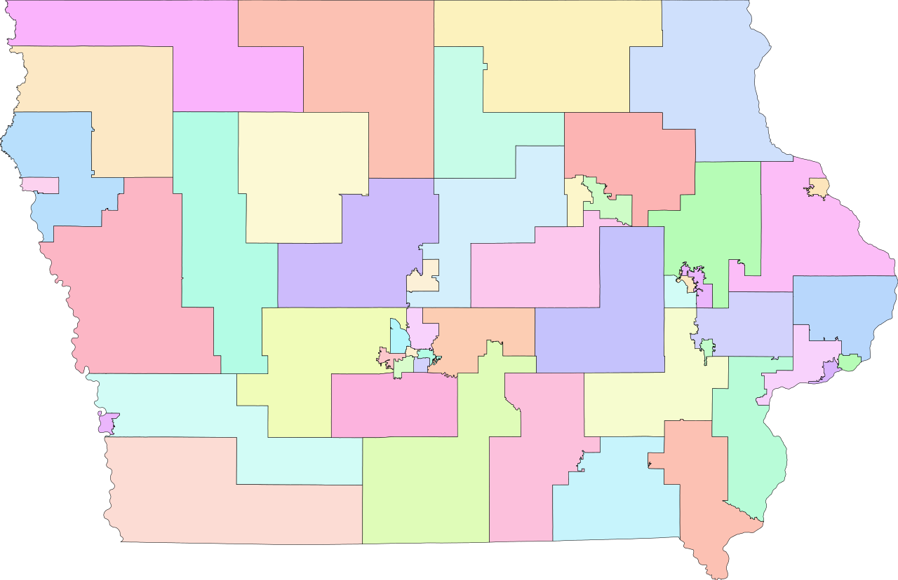 Iowa State Senate Districts, 2012-2022 - Iowa State Senate Districts (1280x828), Png Download