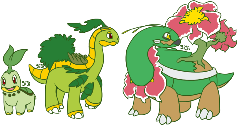 Turtwig - Cartoon (801x424), Png Download