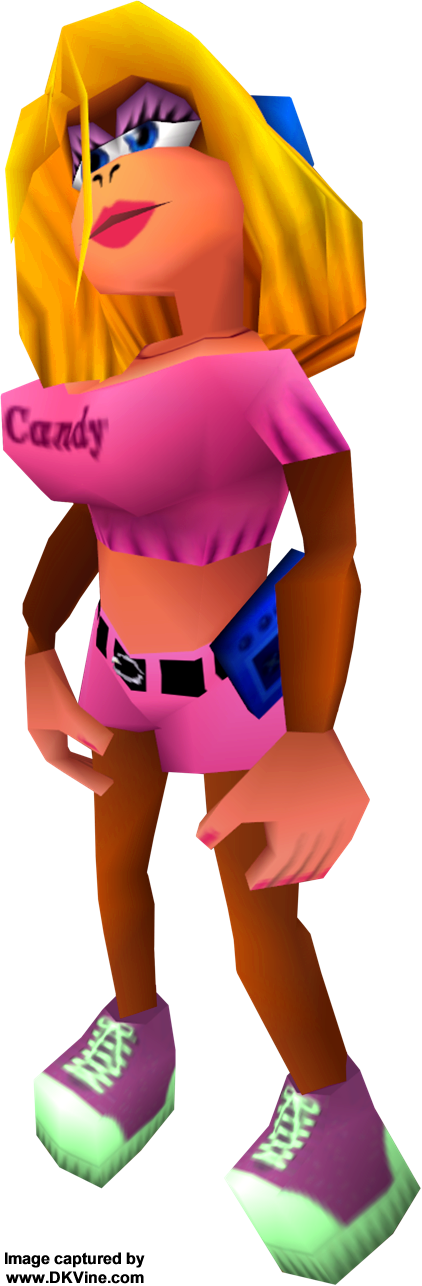 Rare's Art Staff Spent Many Late Nights Getting The - Candy Kong Donkey Kong 64 (422x1286), Png Download
