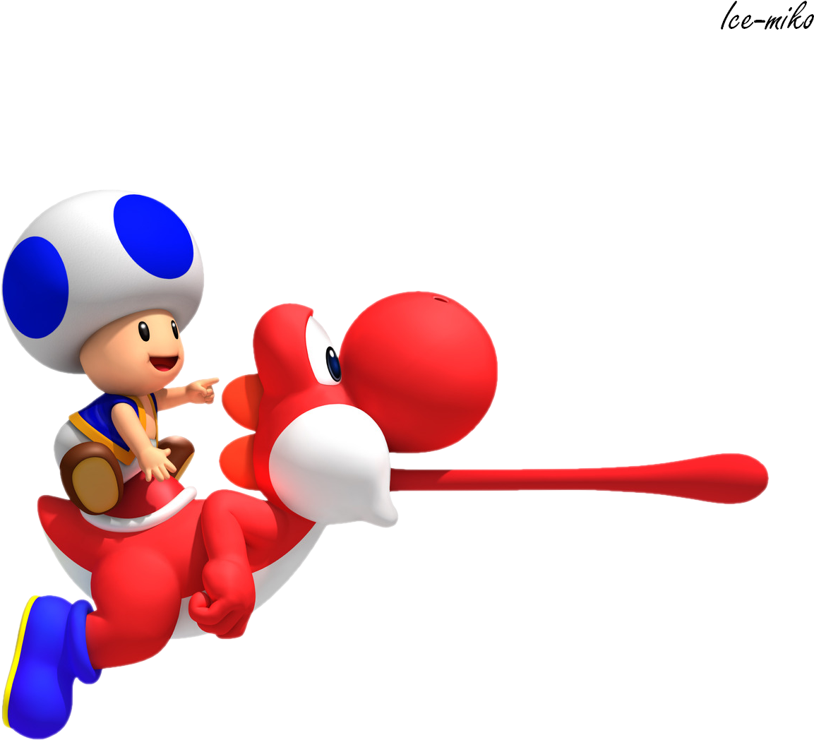 Render Yoshi Toad New Super Mario Bros Jeux Vid&233o - New Super Mario Bros Wii (1280x1280), Png Download