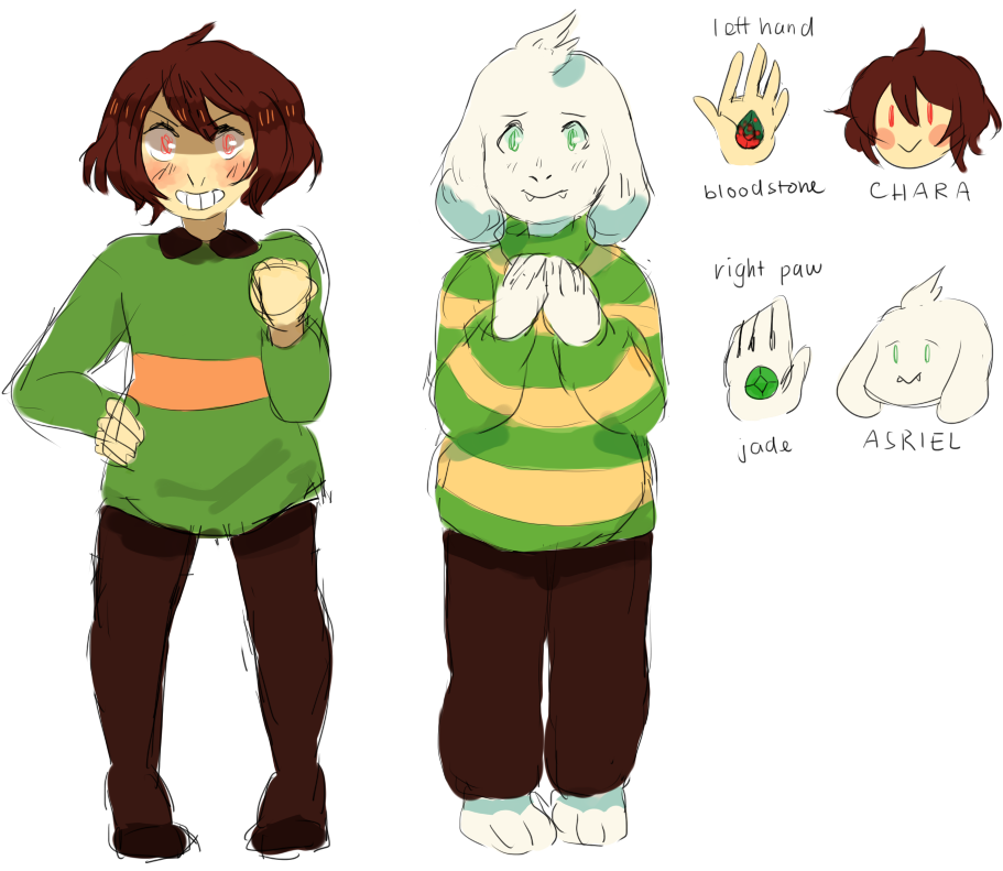 My Headcanons For Chara Asriel As Gems Also I Feel - Cartoon (1000x800), Png Download