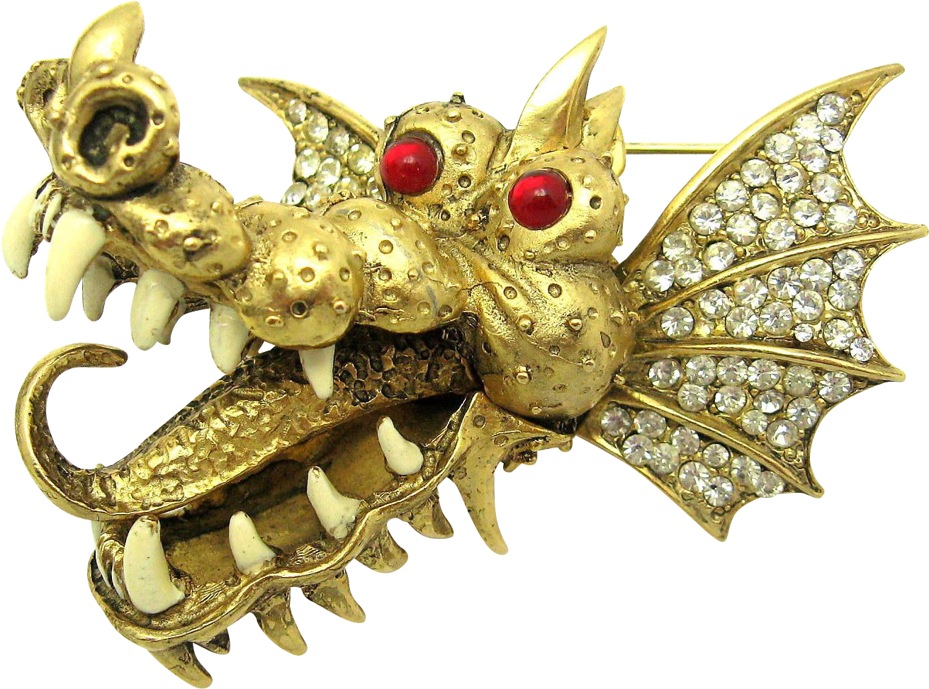 Ferocious Hattie Carnegie Dragon Brooch 18k Gold Plated - Brooch (1310x1310), Png Download