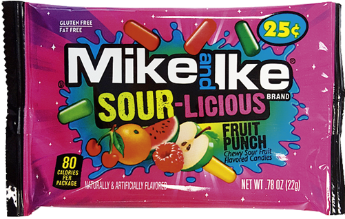 Mike & Ike Sour-licious Fruit Punch - Fruit (800x800), Png Download