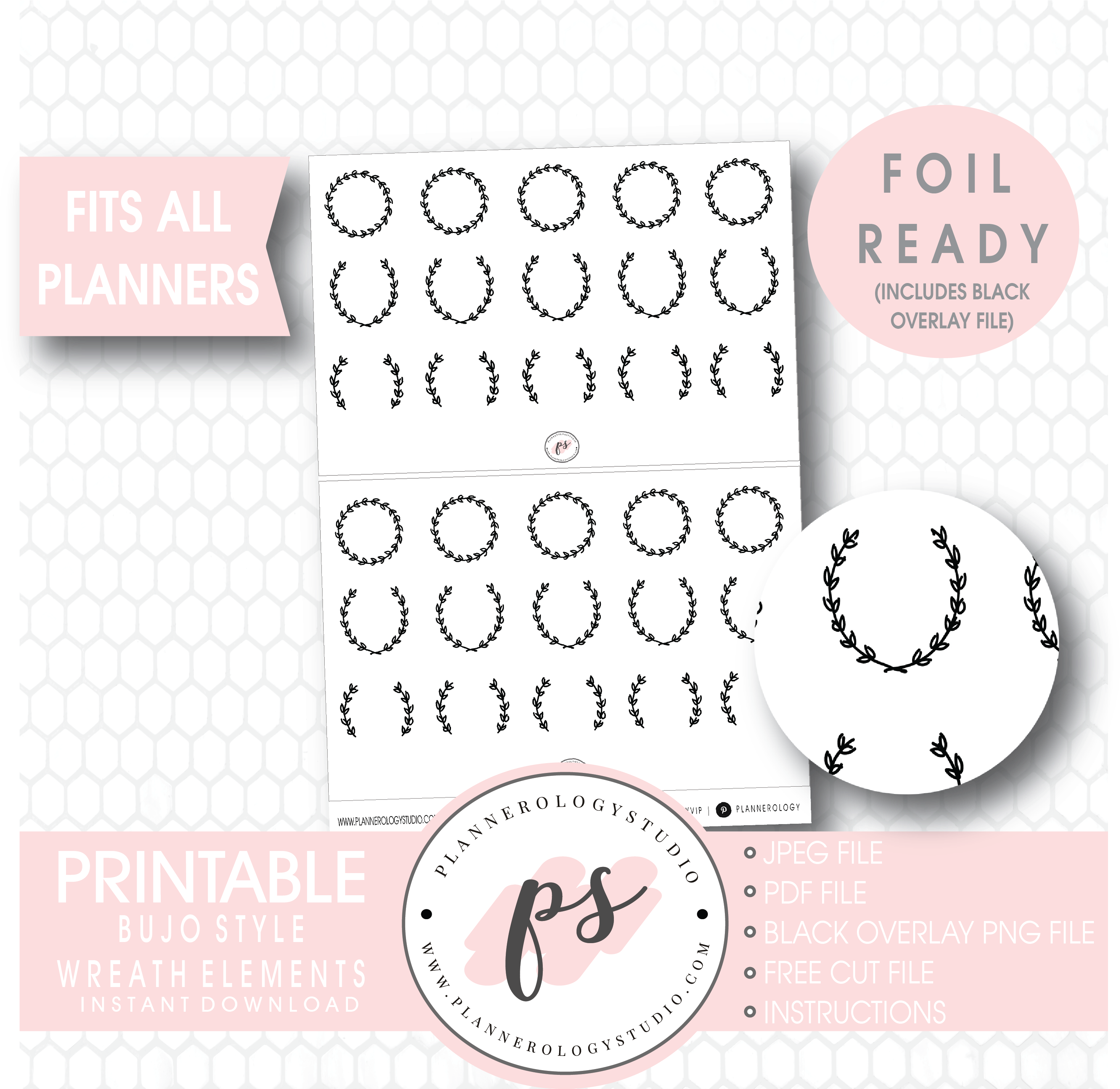 Decorative Wreath Elements Digital Printable Planner - Bullet Journal De Mary Poppins (3117x3000), Png Download