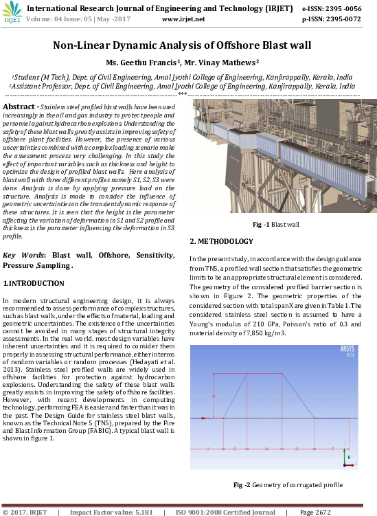Non-linear Dynamic Analysis Of Offshore Blast Wall - Rifle (595x842), Png Download
