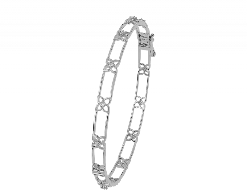 Clover Leaf Diamond Bangle - Engagement Ring (800x667), Png Download