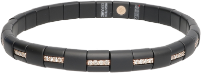 Pura Black Polished Ceramic Alternating Brown Diamond - Bangle (700x542), Png Download