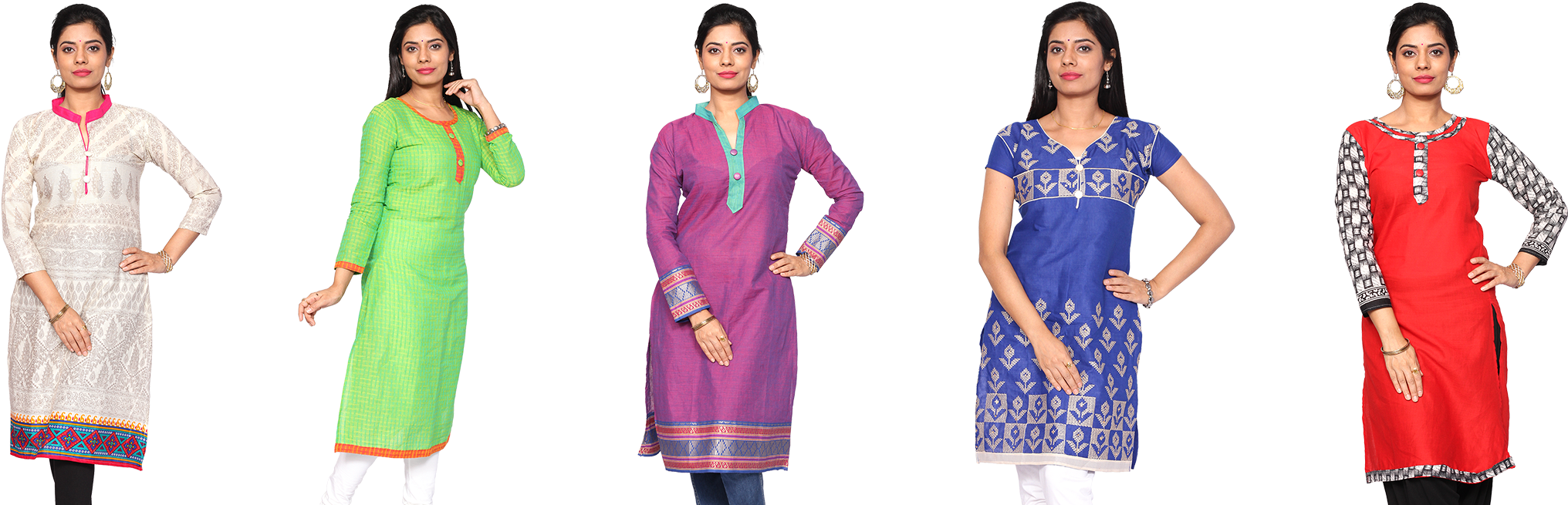 Mint 5 Readymade Cotton Kurtis - Formal Wear (2500x658), Png Download