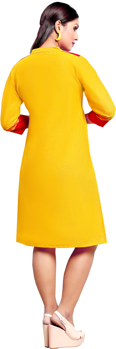 Yuri's Multicoloured Cotton Straight Kurti - Girl (1500x1500), Png Download