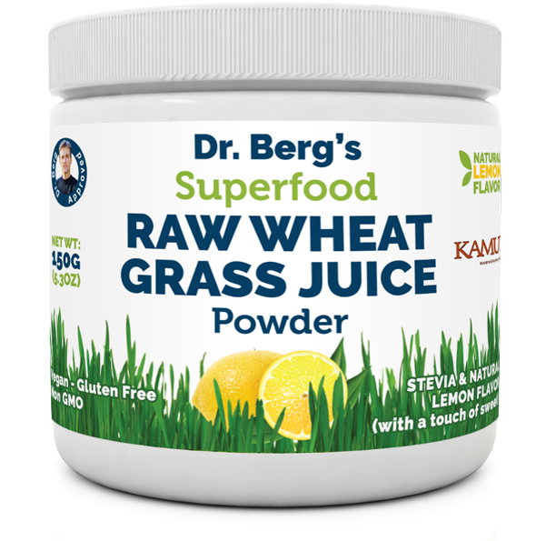 Raw Wheat Gr Juice Powder Lemon Flavor - Dr Bergs Wheat Grass Juice Powder (600x626), Png Download