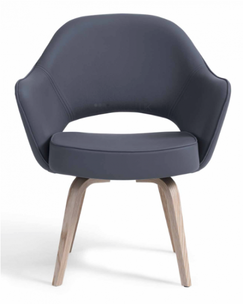 Executive Arm Chair With Wood Legs - Club Chair (600x600), Png Download