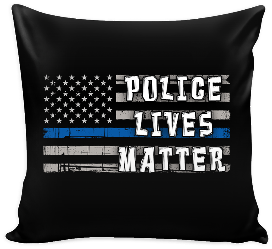 Police Lives Matter Blue Line American Flag Pillow - Cushion (1024x1024), Png Download