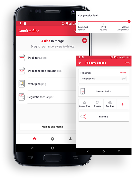 Merge Any Type Of File Into A Pdf On The Go - Smartphone (526x708), Png Download