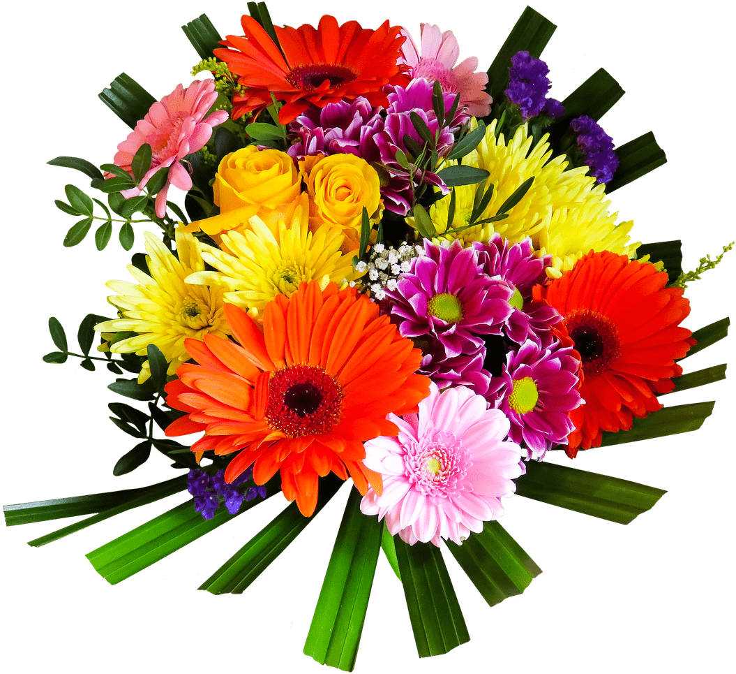19 Bouquet Svg Royalty Free Bright Colored Flower Huge - Colourful Flowers Bouquet Png (1280x1113), Png Download