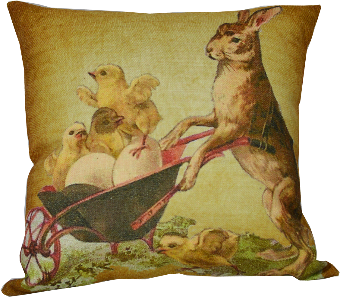 Bunny With Chicks Throw Pillow 14" X 14" - Easter (1200x1200), Png Download