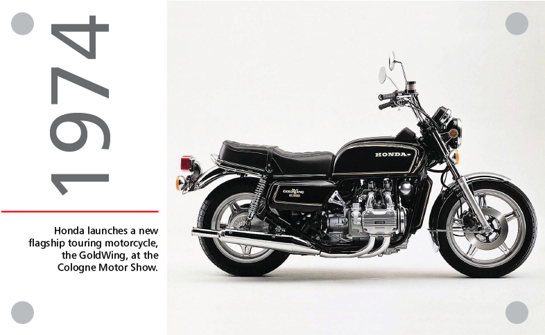 1974 Flagship Goldwing Motorcycle Cologne Motor Show - Honda Goldwing Gl 1000 K3 (794x483), Png Download