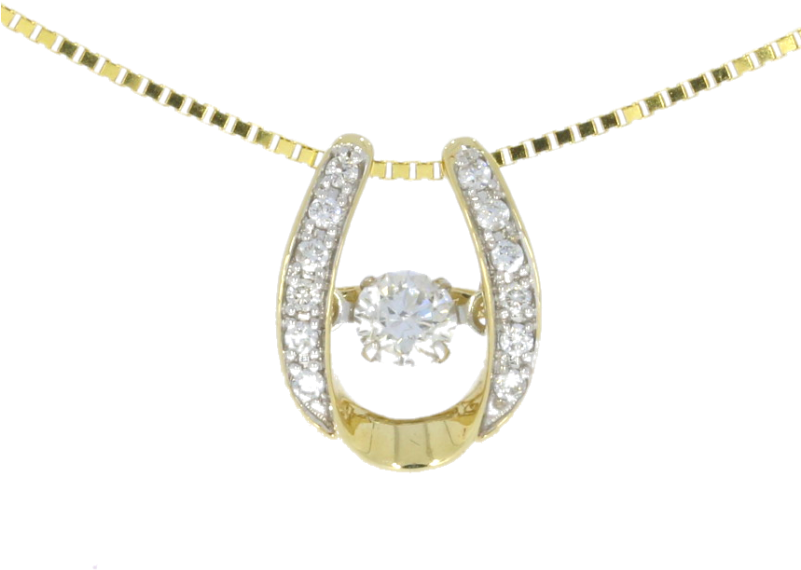 9ct Yellow Gold Diamond Horse Shoe & Chain - Rising Tone (800x699), Png Download