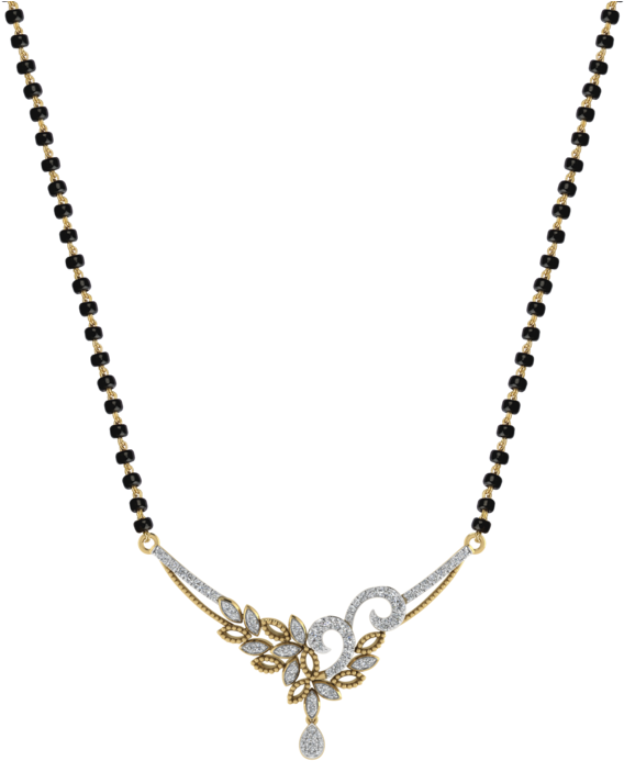 Womens 18 Karat Gold And Diamond Mangalsutra Pendant - Latest Artificial Mangalsutra Designs (640x960), Png Download