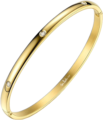 Gold Spaced Crystal Bangle - Bangle (574x575), Png Download