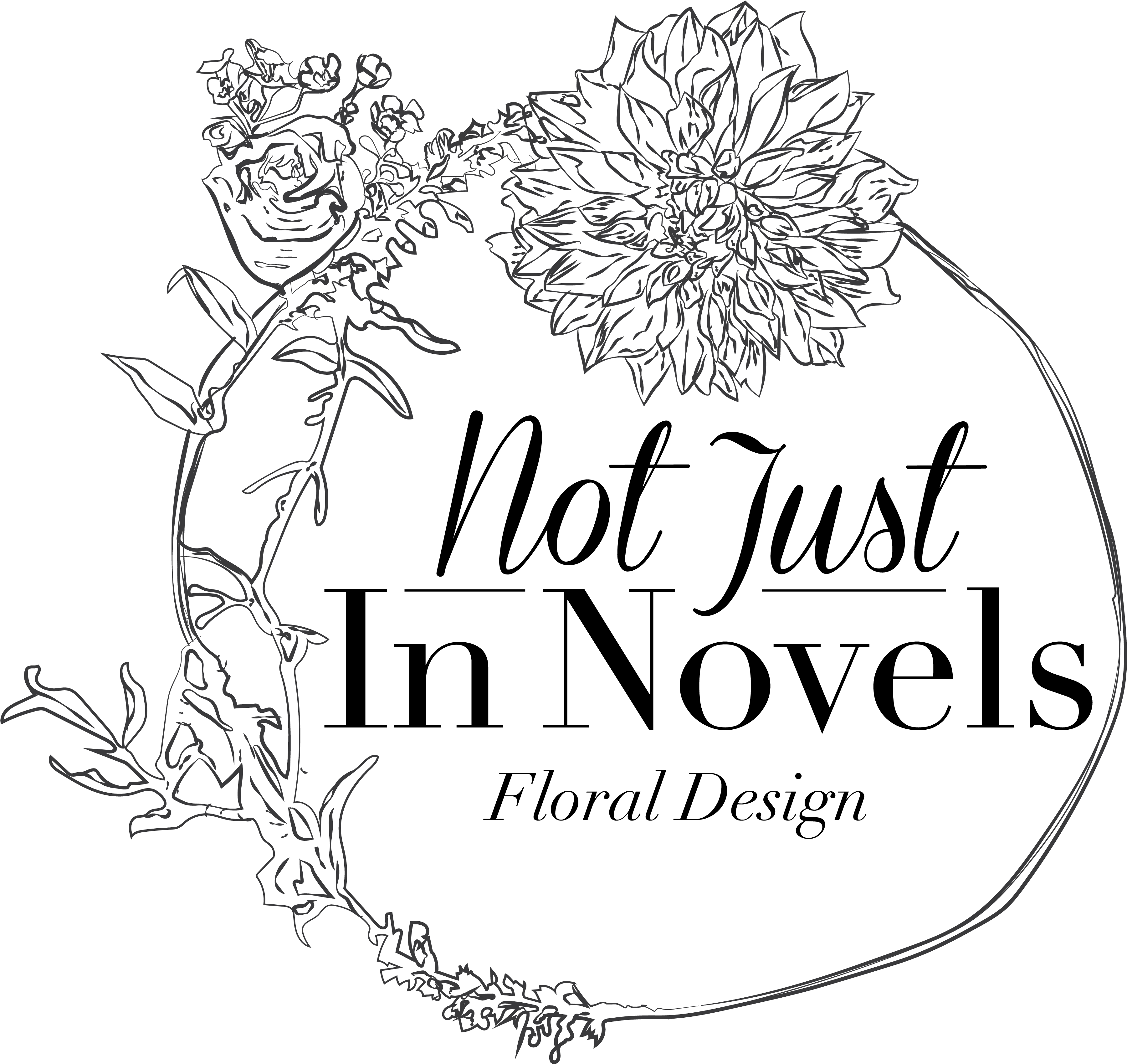 Not Just In Novels Floral Design - Line Art (4135x3660), Png Download
