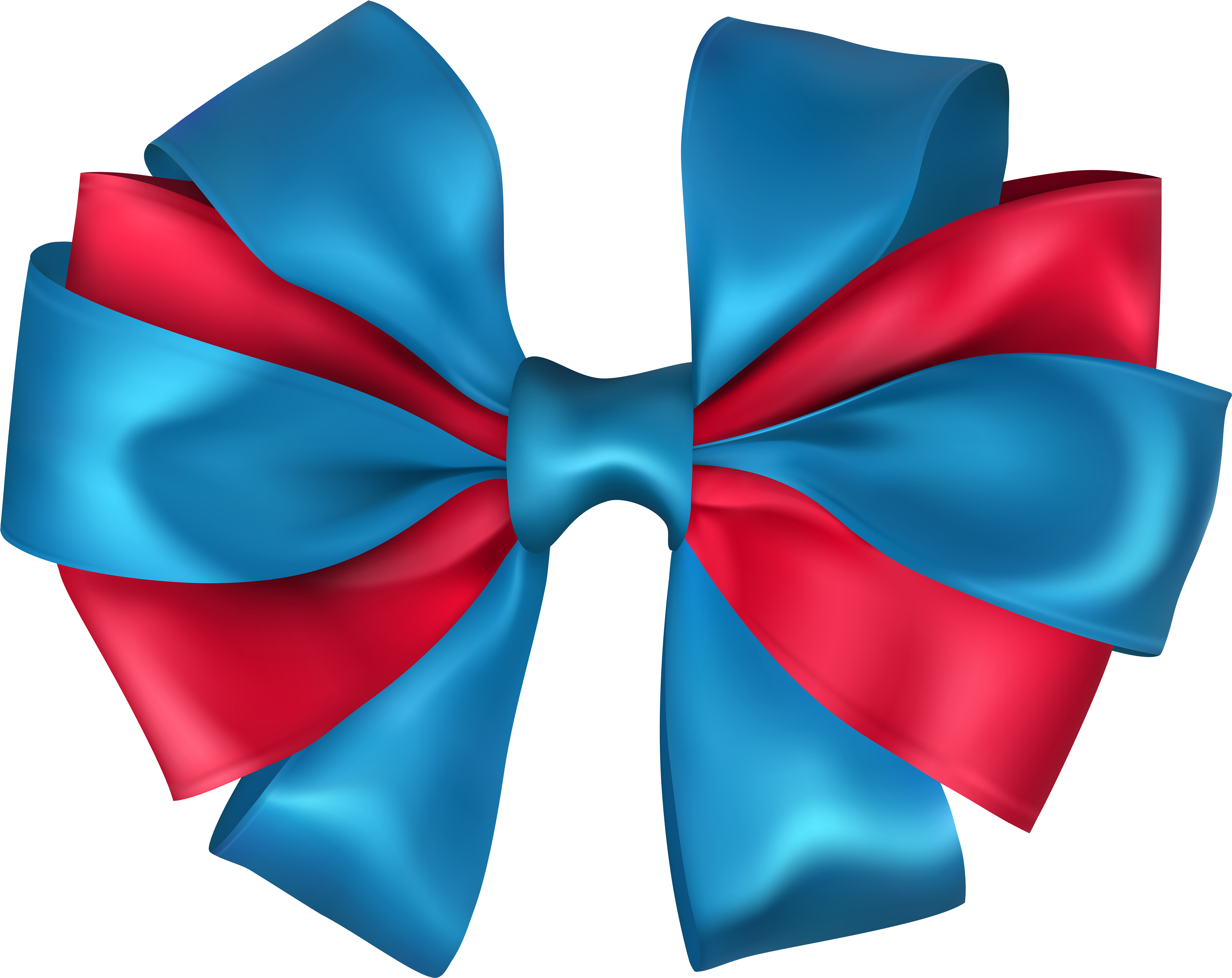 Bow Blue Red Png Clip Art Image - Pink And Blue Bow (6000x4768), Png Download