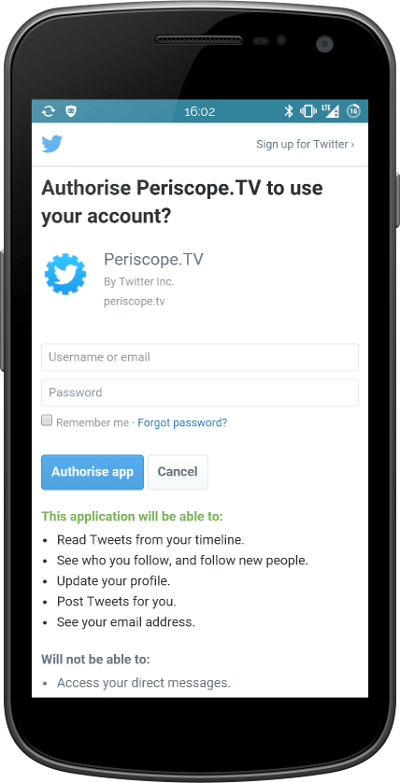 Periscope Twitter Sign In-fs8 - Rover Drop In Visits App (400x783), Png Download