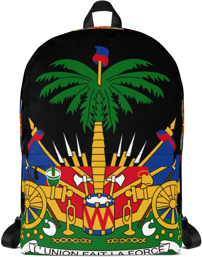 Load Image Into Gallery Viewer, Haiti Black Backpack - Escudo De Haiti Significado (1000x1000), Png Download