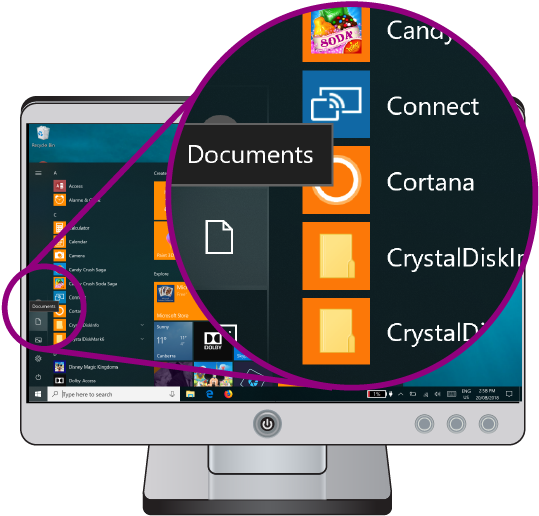 A Close Up Of The Documents Icon On A Desktop Computer - Led-backlit Lcd Display (567x568), Png Download
