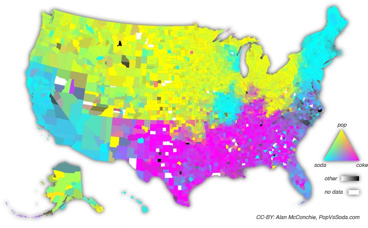 Coke) Map - Soda Vs Pop Vs Cola (757x490), Png Download