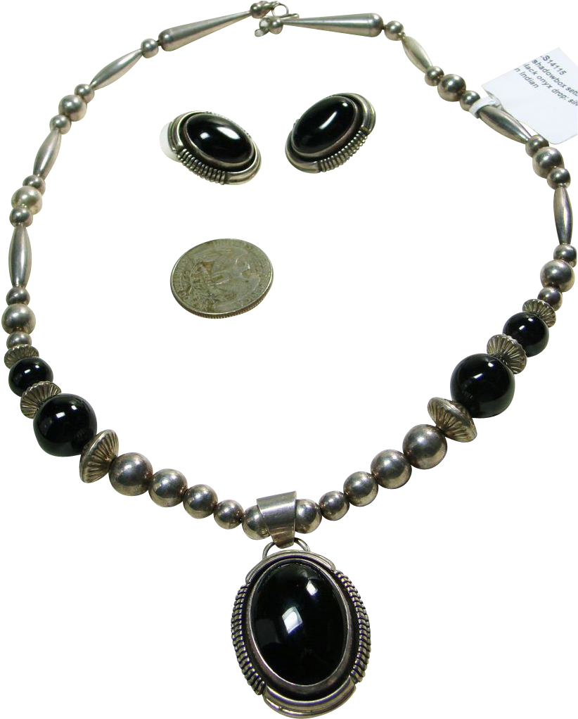 Native American Sterling Silver Black Onyx Necklace - Necklace (822x1022), Png Download