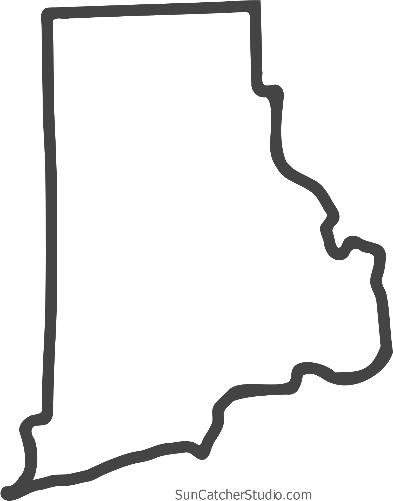 Free Rhode Island Outline With Home On Border, Cricut (1585x2000), Png Download