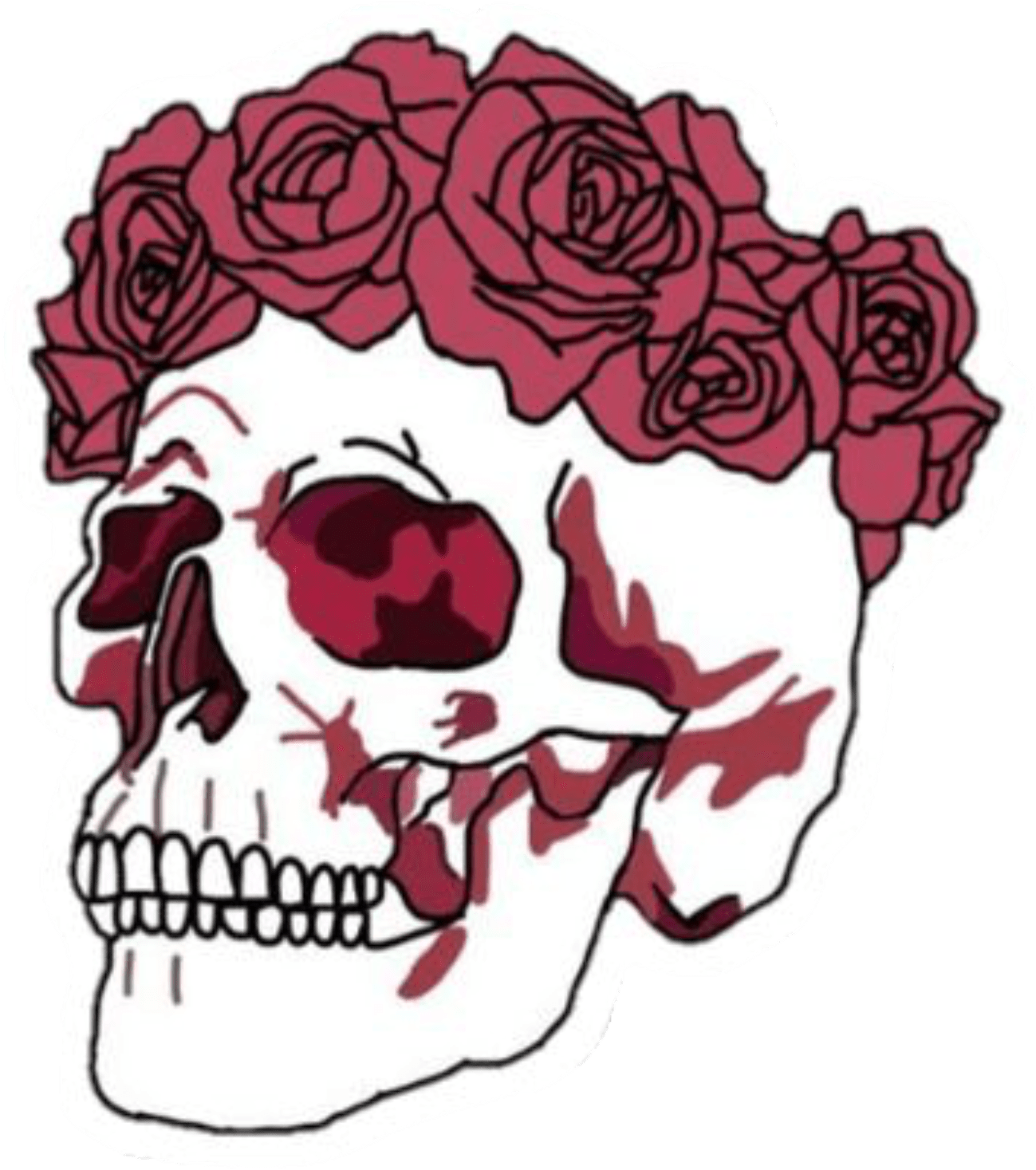 Aliens Tumblr Kawaii Flowers Chibi - Skull With Flower Crown (1536x1683), Png Download
