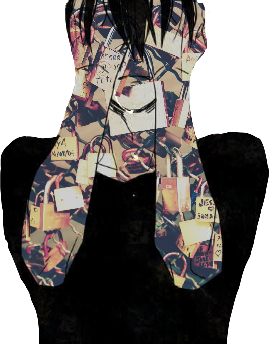 Anime Drawing Sad Lock Locks Lockedup Sec Ⓒ - Pattern (534x682), Png Download